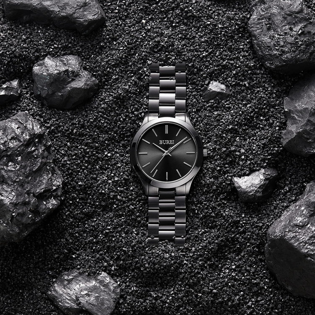 BUREI Stainless Steel Quartz Watch – Waterproof Analog Fashion Wristwatch
