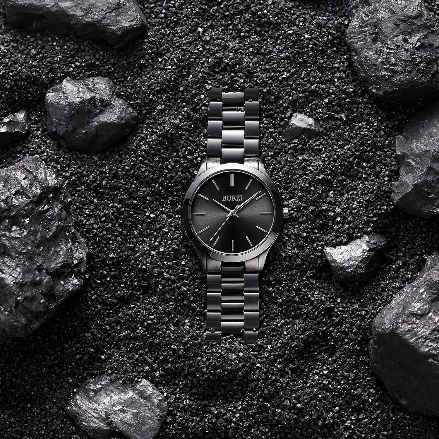 BUREI Stainless Steel Quartz Watch – Waterproof Analog Fashion Wristwatch