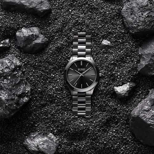 BUREI Stainless Steel Quartz Watch – Waterproof Analog Fashion Wristwatch