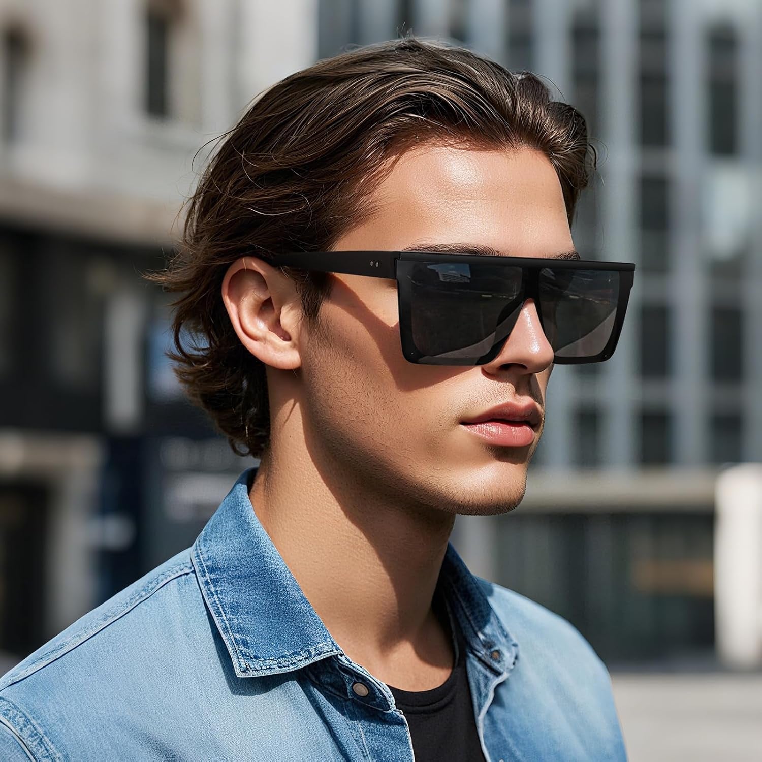 Square Black Sunglasses – Flat Top UV400 Shades