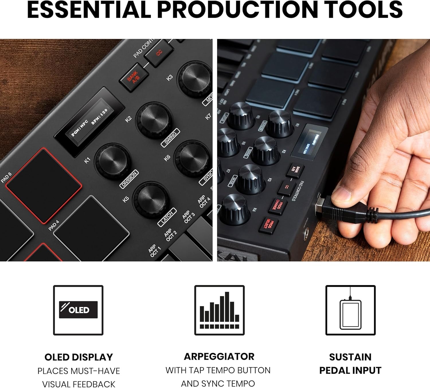 MPK Mini MK3-25 Key USB MIDI Keyboard Controller with 8 Backlit Drum Pads, 8 Knobs