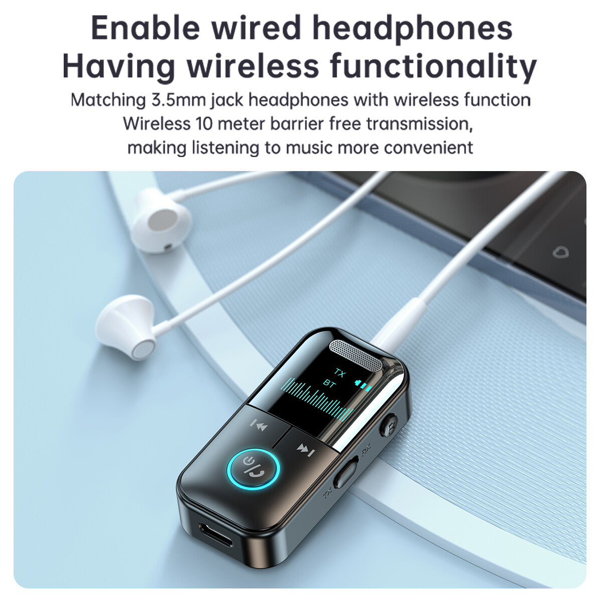 4-In-1 Bluetooth Audio Adapter – Wireless Receiver & Transmitter MP3 Player with 3.5mm AUX