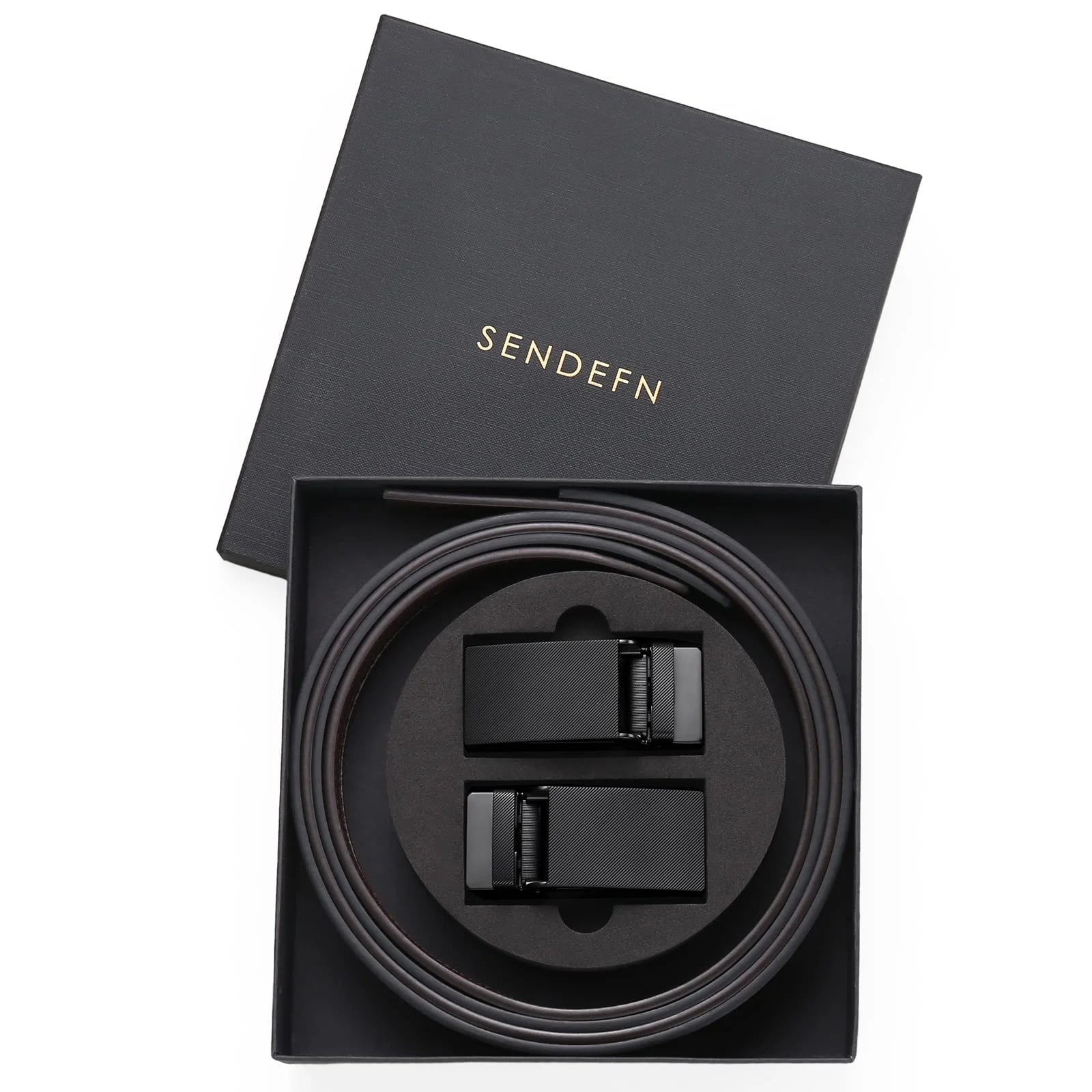 SENDEFN 2-Pack Men’s Ratchet Leather Belt Gift Set