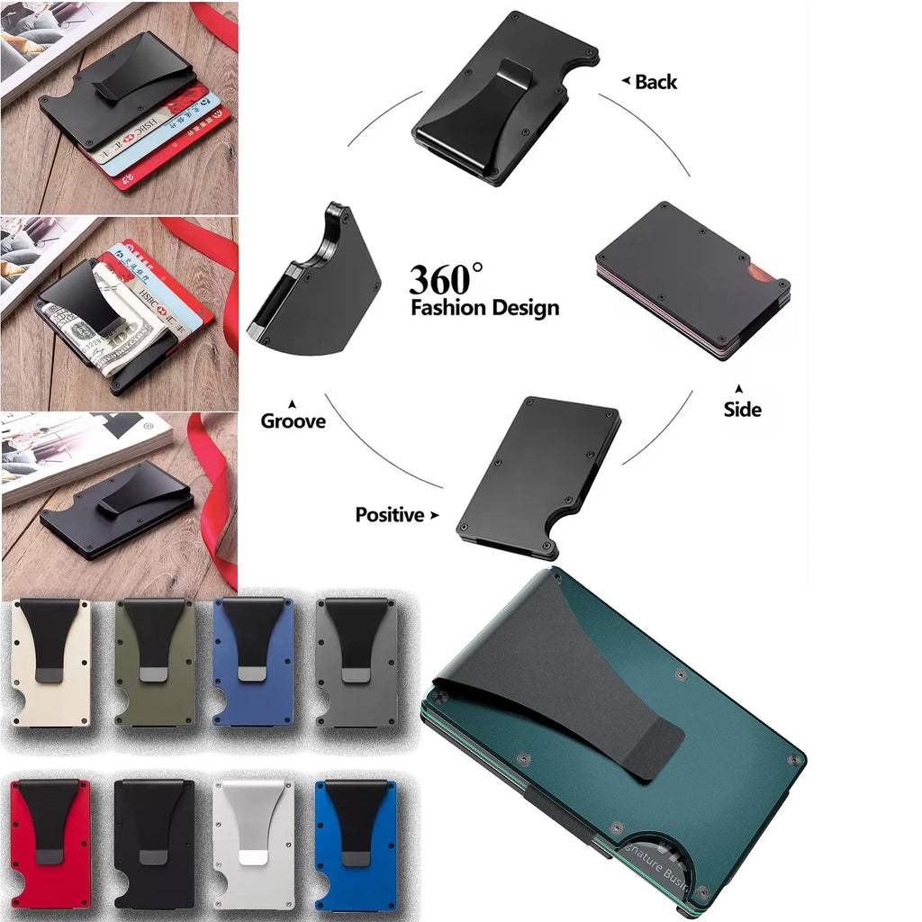 Notus Slim Metal Wallet for Men – Aluminum RFID Blocking Card Holder with Money Clip (Sea Blue)