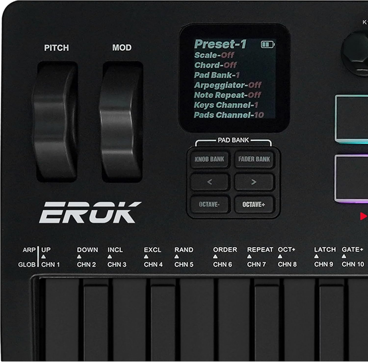 EROK 37-Key MIDI Keyboard Controller – Portable Music Production Controller with Drum Pads, Knobs & Arpeggiator