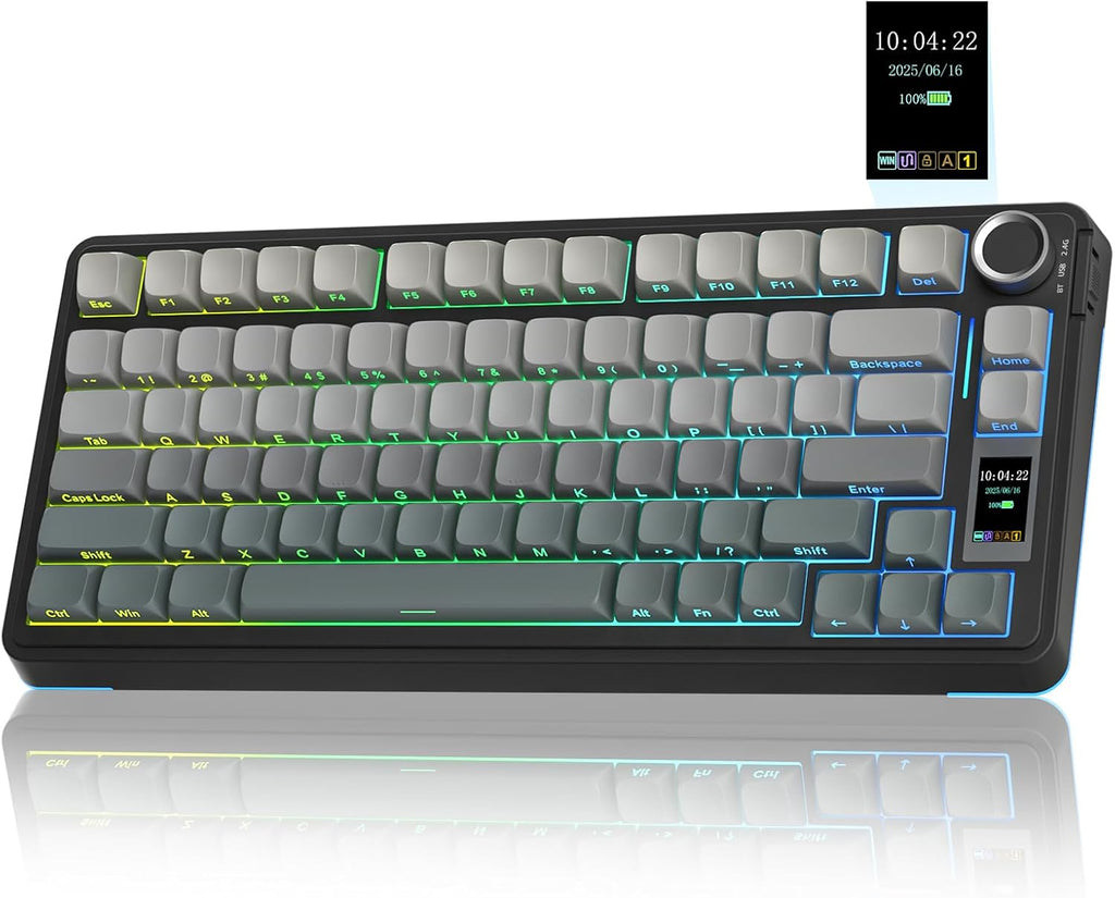 S75 PRO Wireless Mechanical Keyboard with Screen&Knob, Tri-Mode Hot Swappable Gaming Keyboard 75%, Pre-Lubed Switches, RGB Backlit, Side Printed PBT Keycaps, Creamy Sounding Computer Keyboards