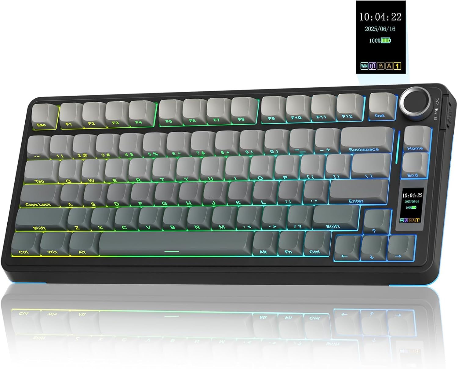 S75 PRO Wireless Mechanical Keyboard with Screen&Knob, Tri-Mode Hot Swappable Gaming Keyboard 75%, Pre-Lubed Switches, RGB Backlit, Side Printed PBT Keycaps, Creamy Sounding Computer Keyboards