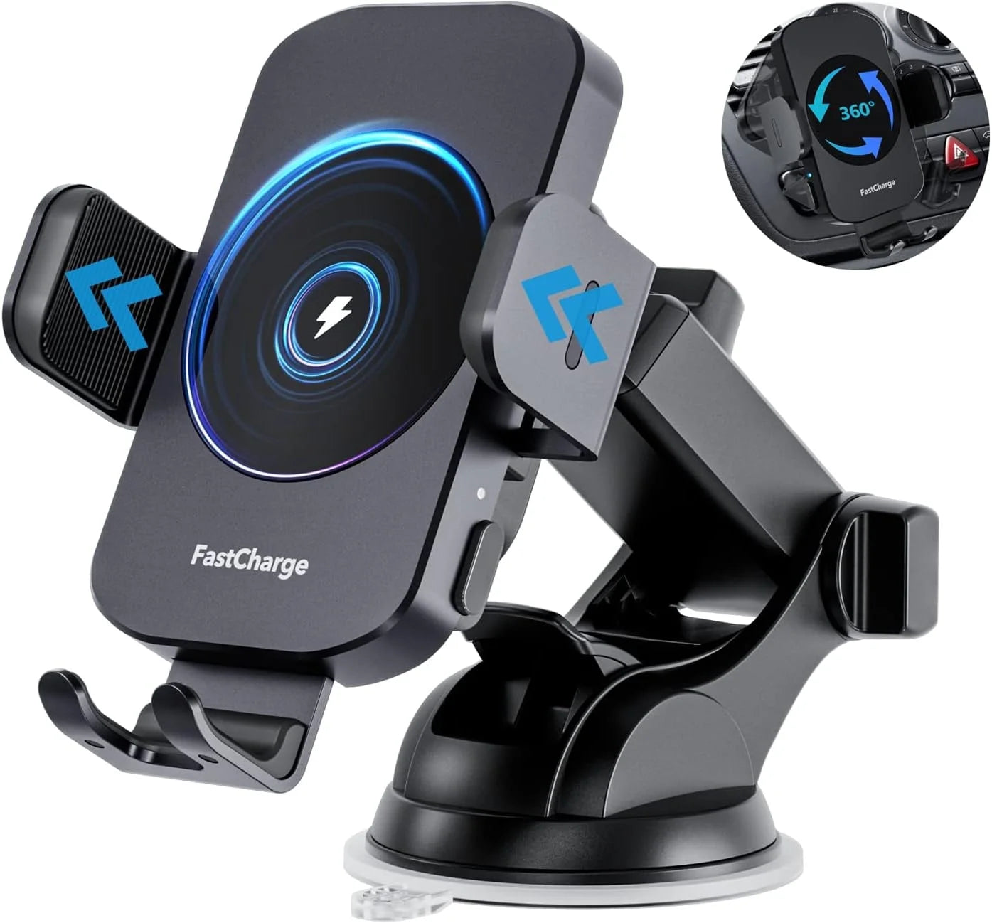 DIGITNOW 15W Wireless Car Charger & Auto-Clamping Mount for iPhone & Samsung (Adjustable 360°)